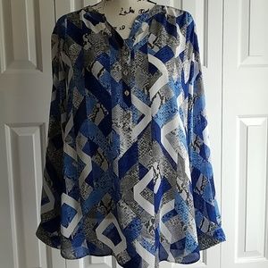 Alfred dubner blue and gray top